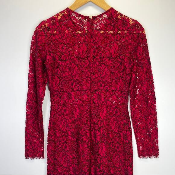 Shoshanna Garnet Illusion Lace Sheath dress red - 2 - Picture 10 of 13